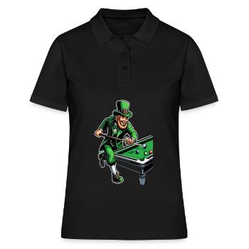 Billard jouant au lutin (lutin irlandais) - Polo Femme - noir - Devant - Ailine (174cm)