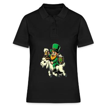 Lutin chevauchant une chèvre (lutin irlandais) - Polo Femme - noir - Devant - Ailine (174cm)