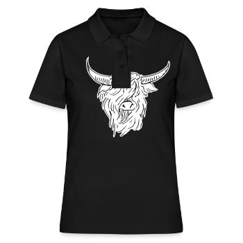 scottish highlander 02 white - Women's Polo Shirt - black - Front - Ailine (174cm)