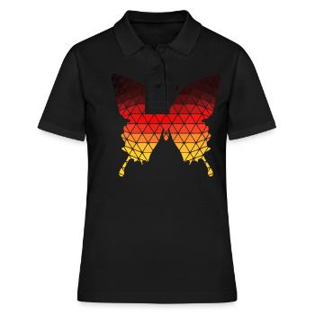 rouge blanc bleu allemagne papillon - Polo Femme - noir - Devant - Ailine (174cm)