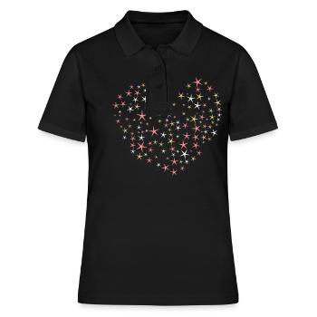Herz aus Sternen - Frauen Polo Shirt - Schwarz - Vorne - Ailine (174cm)