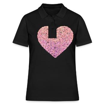 Herz in rosa Tönen - Frauen Polo Shirt - Schwarz - Vorne - Ailine (174cm)
