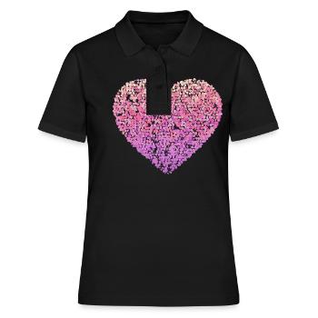 Coeur floral rose - Polo Femme - noir - Devant - Ailine (174cm)