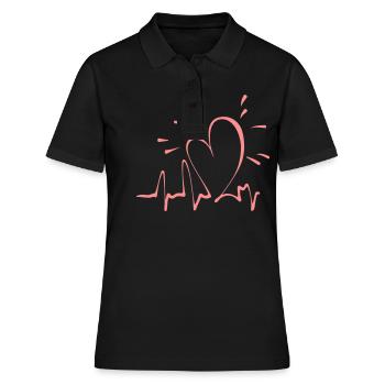 battement de coeur - ligne de battement de coeur rose en forme de coeur - Polo Femme - noir - Devant - Ailine (174cm)