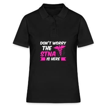 STNA Staatlich geprüfte Pflegeassistentin - Frauen Polo Shirt - Schwarz - Vorne - Ailine (174cm)
