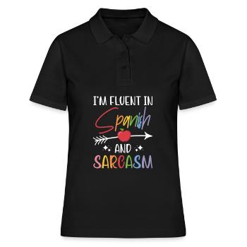 Spanischlehrerin Maestra Bilinguale Lehrerin - Frauen Polo Shirt - Schwarz - Vorne - Ailine (174cm)
