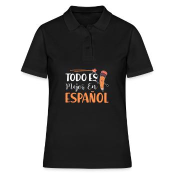 Spanischlehrerin Maestra Bilinguale Lehrerin - Frauen Polo Shirt - Schwarz - Vorne - Ailine (174cm)