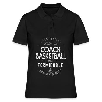 coach basketball formidable sport basketball - Polo Femme - noir - Devant - Ailine (174cm)
