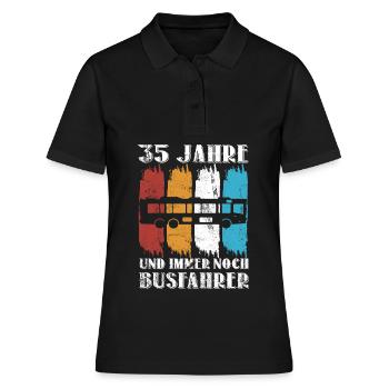 Busfahrer Busfahren Beruf 35 Geburtstag Spruch - Frauen Polo Shirt - Schwarz - Vorne - Ailine (174cm)