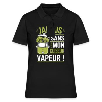 Jamais sans mon cuiseur vapeur - Polo Femme - noir - Devant - Ailine (174cm)