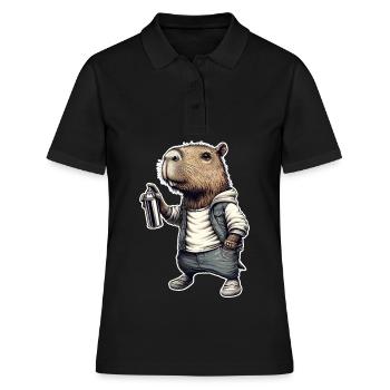 Capybara sprays graffiti - Women's Polo Shirt - black - Front - Ailine (174cm)