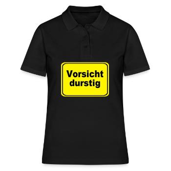 Vorsicht durstig Signet - Frauen Polo Shirt - Schwarz - Vorne - Ailine (174cm)