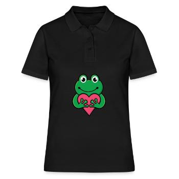 Étreinte sincère de grenouilles - Polo Femme - noir - Devant - Ailine (174cm)