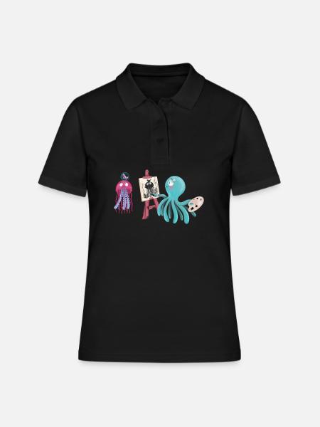 Squid Artist et Amis Design - Polo Femme - noir
