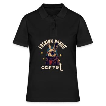 Leder-Rocker Bunny - Frauen Polo Shirt - Schwarz - Vorne - Ailine (174cm)