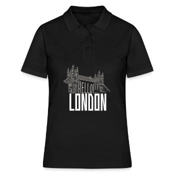 Hallo London: Tower Bridge Silhouette - Frauen Polo Shirt - Schwarz - Vorne - Ailine (174cm)