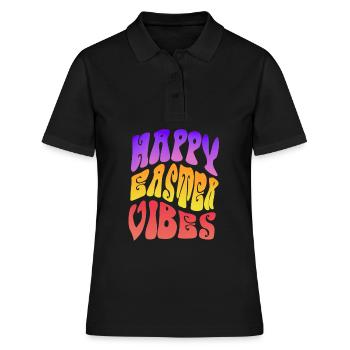 Happy Easter Vibes Frohes Osterfest - Frauen Polo Shirt - Schwarz - Vorne - Ailine (174cm)