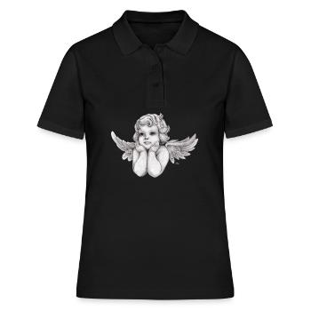 Petit ange chérubin rêveur - Polo Femme - noir - Devant - Ailine (174cm)