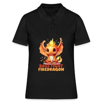 Endgegner Feuerdrache Rollenspiel Fantasymotiv - Frauen Polo Shirt - Schwarz - Vorne - Ailine (174cm)