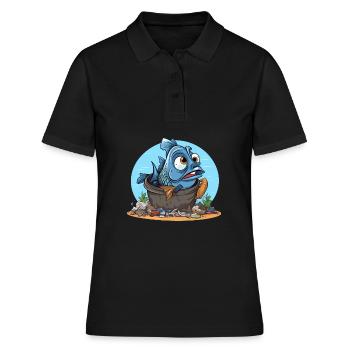 Chemise désespérée de pollution des poissons - Polo Femme - noir - Devant - Ailine (174cm)