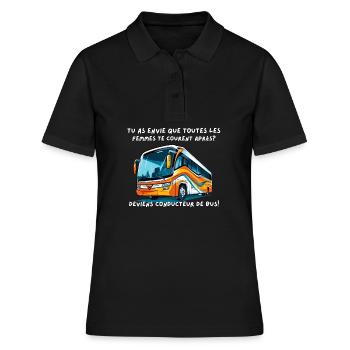 Bus flashy, rêve de chauffeur audacieux - Polo Femme - noir - Devant - Ailine (174cm)