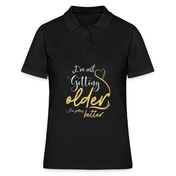 Ne pas vieillir, s’améliorer - Polo Femme - noir - Devant - Ailine (174cm)
