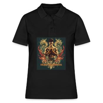 Muay Thai Drachenwut - Frauen Polo Shirt - Schwarz - Vorne - Ailine (174cm)