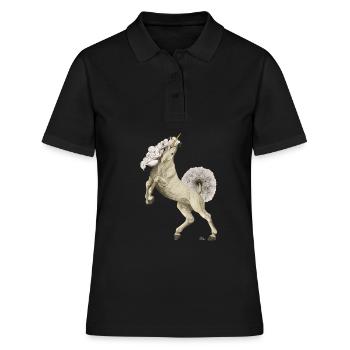 Licorne avec queue et crinière en pissenlit - Polo Femme - noir - Devant - Ailine (174cm)