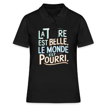 La Terre est belle, le monde est pourri - Polo Femme - noir - Devant - Ailine (174cm)