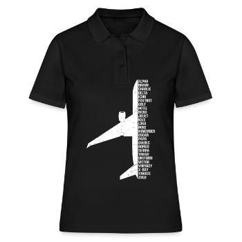 Flughafen Pilot Buchstaben Motiv Landung Landebahn - Frauen Polo Shirt - Schwarz - Vorne - Ailine (174cm)