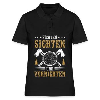 FICHTEN SICHTEN UND VERNICHTEN - Frauen Polo Shirt - Schwarz - Vorne - Ailine (174cm)