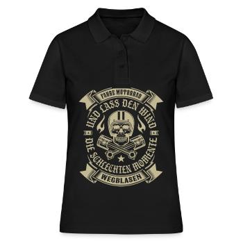 Fahre Motorrad Und Der Wind Bläst Die Sorgen Weg - Frauen Polo Shirt - Schwarz - Vorne - Ailine (174cm)