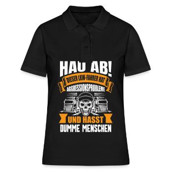 Trucker LKW Fahrer Fernfahrer Brummi Geschenk - Frauen Polo Shirt - Schwarz - Vorne - Ailine (174cm)