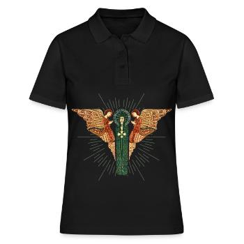 Art Nouveau, Arts & Crafts Vintage Angel Motif - Polo Femme - noir - Devant - Ailine (174cm)