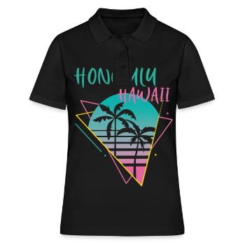 Honolulu Hawaii Palmen Retro Ocean Surfing - Frauen Polo Shirt - Schwarz - Vorne - Ailine (174cm)