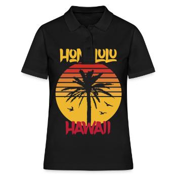 Hawaii Honolulu Palmen Ocean Surfing - Frauen Polo Shirt - Schwarz - Vorne - Ailine (174cm)