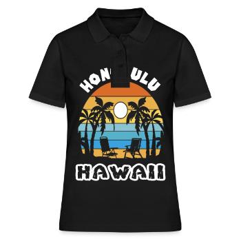 Honolulu Familienurlaub Hawaii Urlaub Ozean Palmen - Frauen Polo Shirt - Schwarz - Vorne - Ailine (174cm)