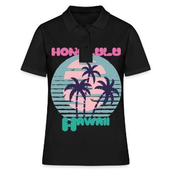 Palme Hawaii Honolulu Vacation Beach Ocean - Frauen Polo Shirt - Schwarz - Vorne - Ailine (174cm)