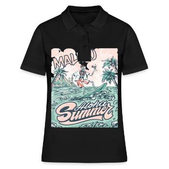 Surf Californie Malibu Vacances Plage Surf - Polo Femme - noir - Devant - Ailine (174cm)