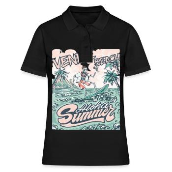 Vacances en famille Californie Venise Beach Palme Ozea - Polo Femme - noir - Devant - Ailine (174cm)