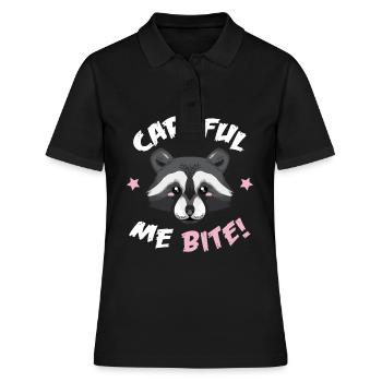 Waschbär - Vorsicht ich beiße - Frauen Polo Shirt - Schwarz - Vorne - Ailine (174cm)