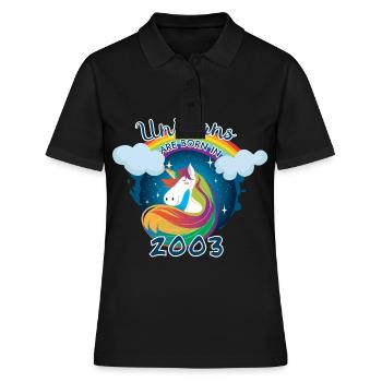 Einhörner wurden 2003 geboren - Frauen Polo Shirt - Schwarz - Vorne - Ailine (174cm)