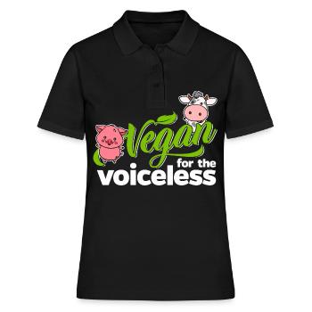 Vegan pour les sans voix (vache) - Polo Femme - noir - Devant - Ailine (174cm)