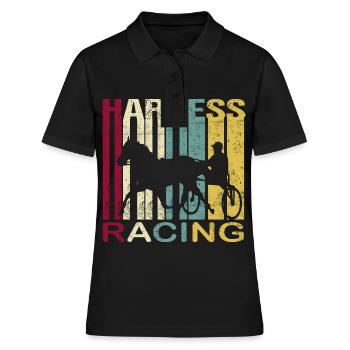 Trabrennen Harness Racing Retro Vintage Silhouette - Frauen Polo Shirt - Schwarz - Vorne - Ailine (174cm)