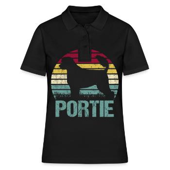 Chien d’eau portugais Portie PWD Vintage Rétro - Polo Femme - noir - Devant - Ailine (174cm)