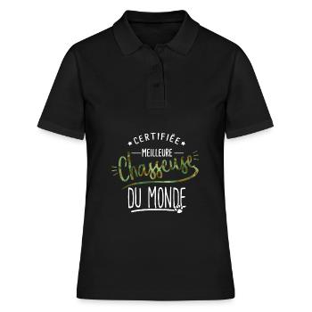 meilleure chasseuse humour femme chasse - Polo Femme - noir - Devant - Ailine (174cm)