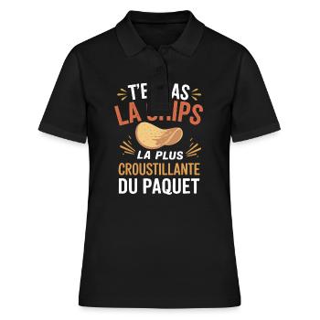 T'es pas la chips la plus croustillante du paquet - Polo Femme - noir - Devant - Ailine (174cm)