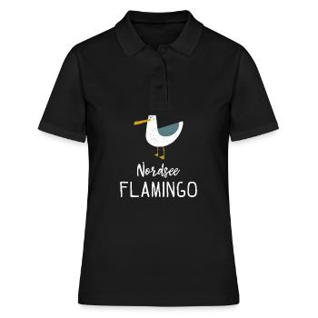 Nordsee Flamingo Möwe Geschenk - Frauen Polo Shirt - Schwarz - Vorne - Ailine (174cm)