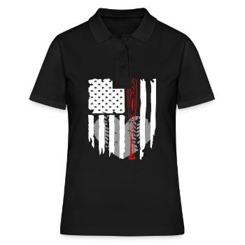 Fan de baseball : Passionné de softball Stars and Stripe - Polo Femme - noir - Devant - Ailine (174cm)