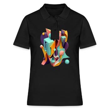 3D - Frauen Polo Shirt - Schwarz - Vorne - Ailine (174cm)
